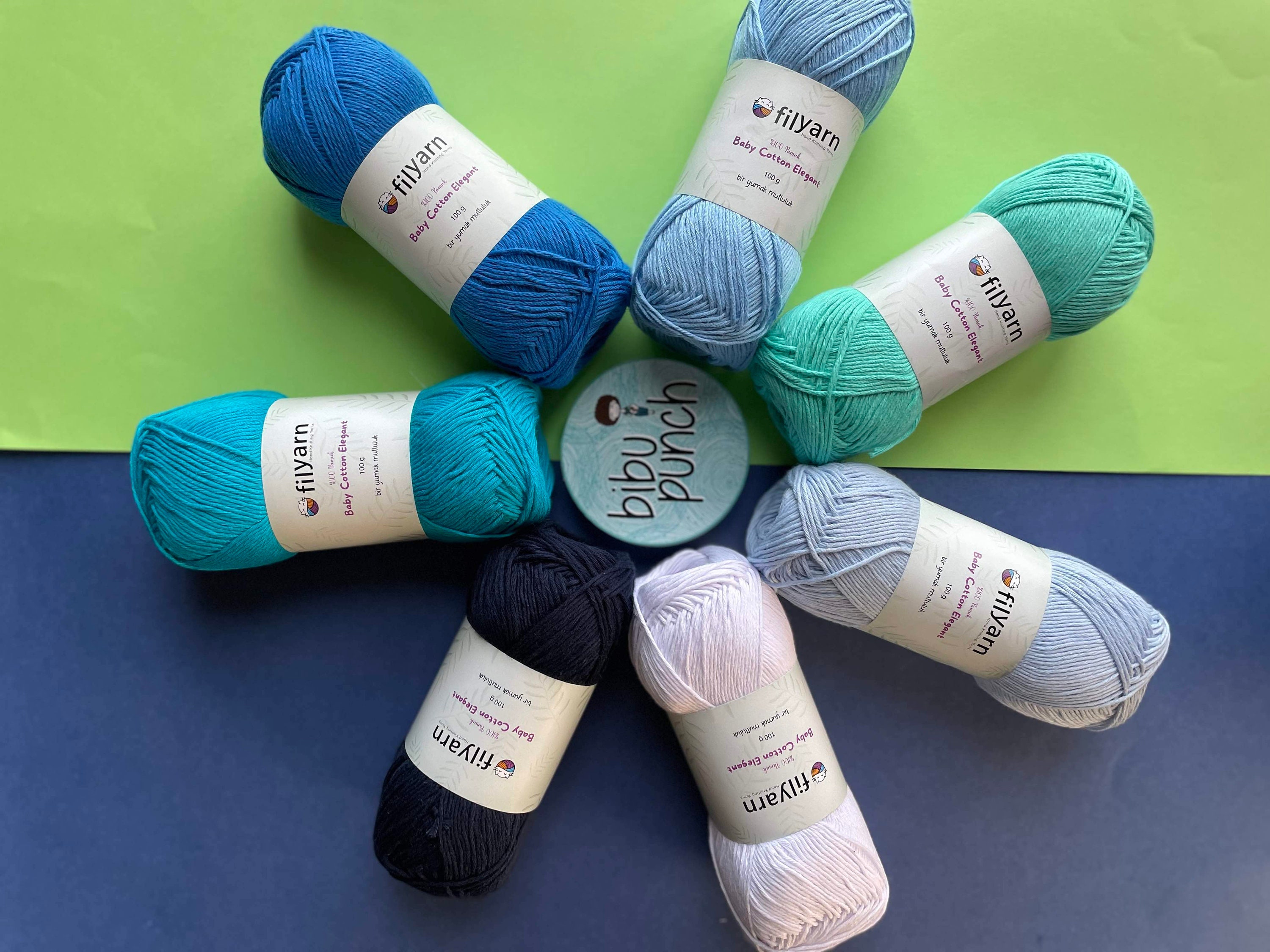 Yarn Pack / Yarn Kit / %100 Cotton Yarns / 7 Pieces Yarn Set / Blue / 100  Gr Each / Punch Needle Yarn / Cotton Amigurumi Yarn / Crochet Yarn 