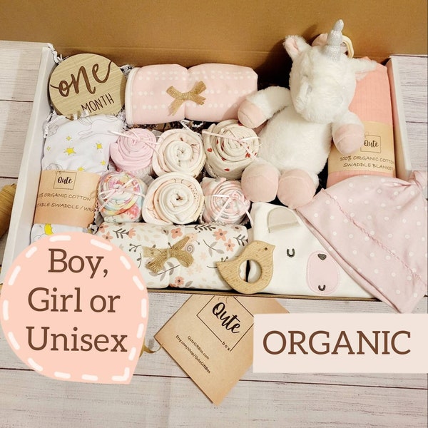 Delux ORGANIC Qute  gift box.  Pick the gender - Gender neutral, baby boy or baby girl
