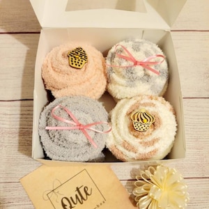 Qute Fuzzy socks cupcakes, gift for women,  get well gift, Christmas gift, present, gift for mom