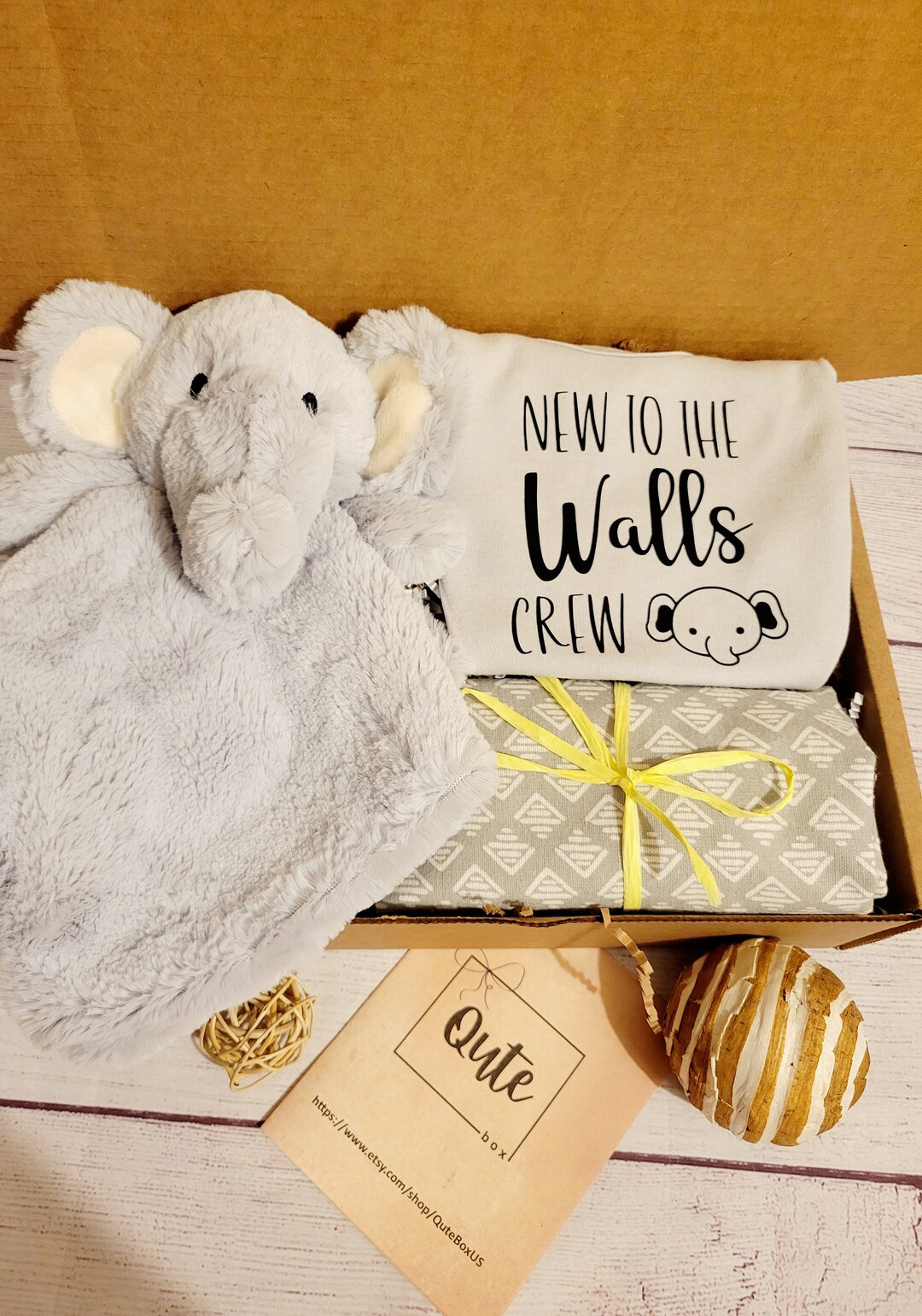 Qute Unisex Elephant Lovey Box, Gender Neutral Baby Basket - Etsy