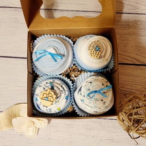 Qute Baby Boy bodysuit Cupcake gift box option to add Personalized clip with name, image 2