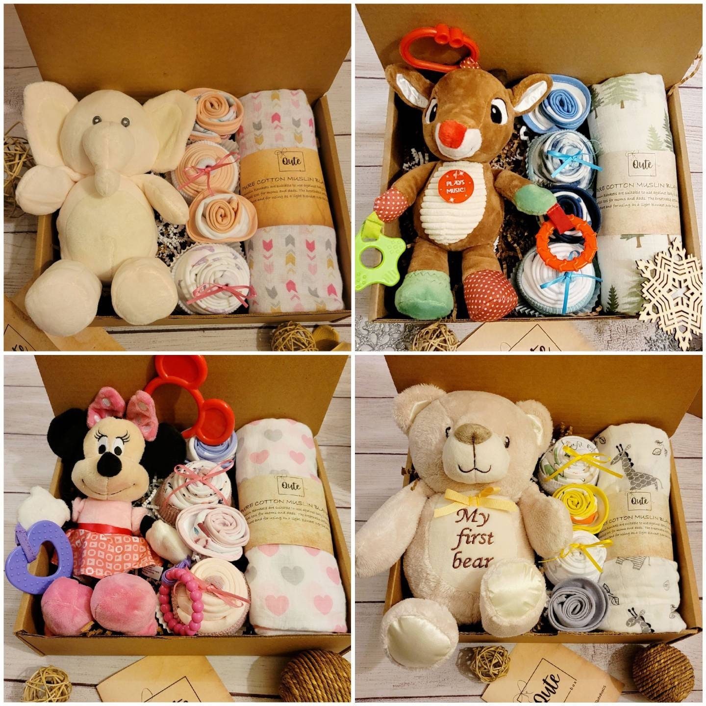 Qute unisex / gender neutral / boy / girl baby gift box , 2 baby body…