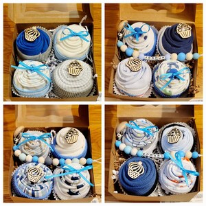 Qute Baby Boy bodysuit Cupcake gift box option to add Personalized clip with name, image 5