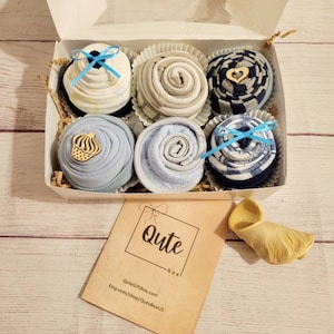 Qute Baby Boy bodysuit Cupcake gift box option to add Personalized clip with name, image 3