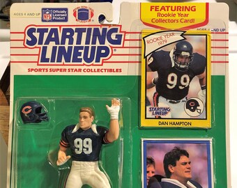 1990 Kenner Starting Lineup w/ Rookie Year Card Chicago Bears Dan Hampton NFL Figure
