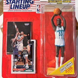 1993 Kenner Starting Lineup w/ Topps Card Charlotte Hornets Alonzo Mourning NBA Figure and Cards