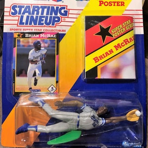 1992 Kenner-startopstelling MLB Brian McRae-figuur, poster, kaart Kansas City Royals