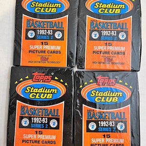1992-93 Topps Stadium Club Basketball Series 2 cartes photo Super Premium 15 par paquet et 4 packs dans une commande