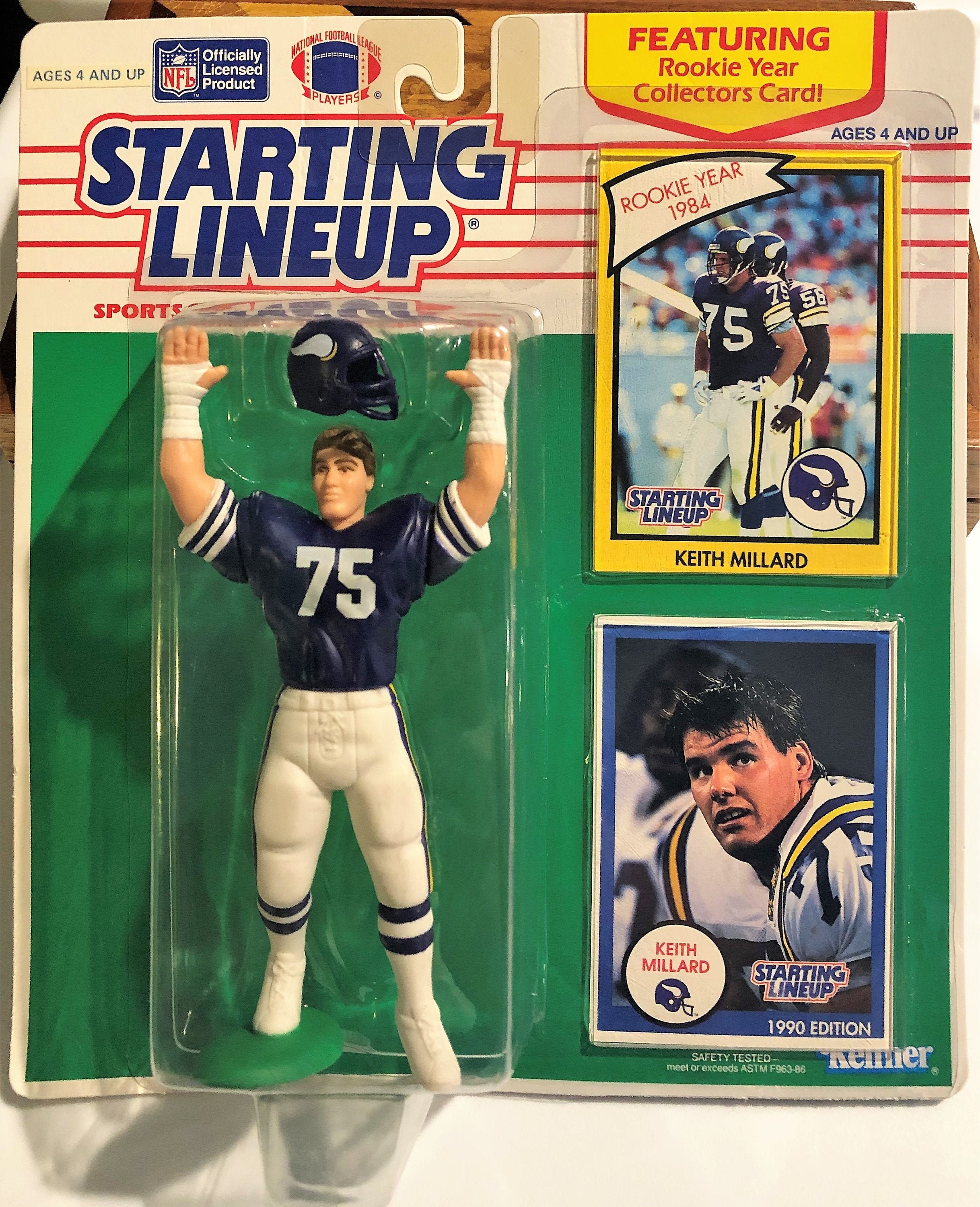 1990 Kenner Starting Lineup w/Rookie Year Card Minnesota Viking Keith Millard NFL Figure