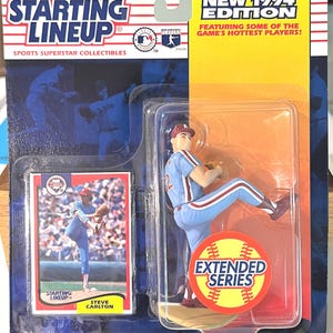 1994 Kenner Startaufstellung erweiterte Serie Philadelphia Phillies Steve Carlton MLB Figur und Karte.