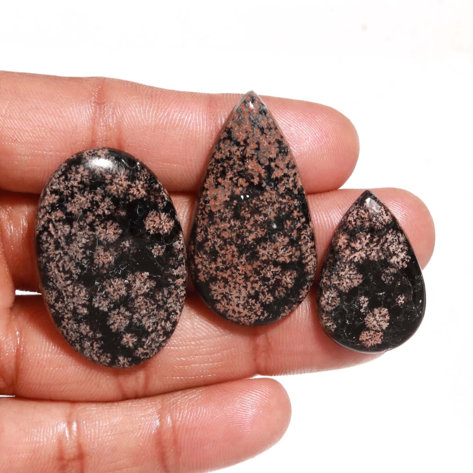 3Pieces of Natural Flower Obsidian Wholesale Lot Mix Shape Etsy