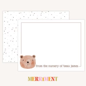 Papeterie pour bébé ours en peluche | De la pépinière des cartes | Papeterie à pois | Merci personnalisé pour bébé garçon fille | Notes de baby shower