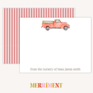 Camion fixe bébé garçon | De la pépinière des cartes | Papeterie à rayures | Papeterie Merci | Notes de baby shower | Numérique personnalisé