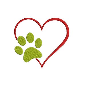 Embroidery file heart with paw