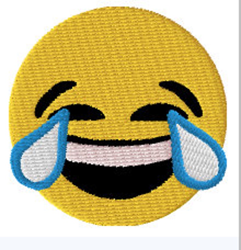 May include: Yellow emoji face with a wide smile and tears of laughter coming from the eyes.