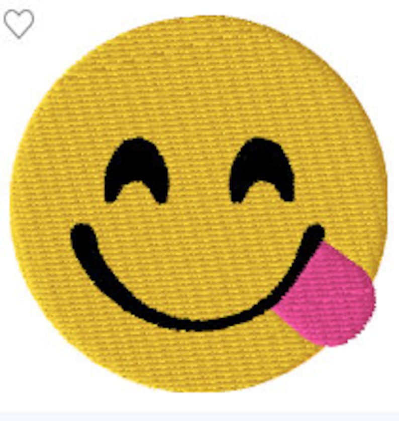 May include: Yellow smiley face emoji with a pink tongue sticking out. The emoji has closed eyes and a wide smile.
