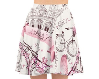 Pretty In Paris Pink Skater Skirt (True to U.S. Women's Size - XS S M L XL 2X 3X)