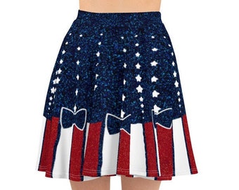 Estrellas y rayas - Rojo Blanco Azul - Falda patinadora de Summer Freedom Designer America del 4 de julio (fiel al tamaño de mujer de EE. UU. - XS S M L XL 2X 3X)