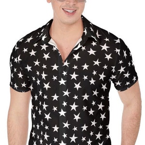 Shine like a Star - Black & White Print Men&#39;s Shirt