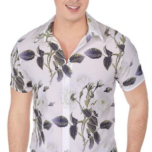 Florals Over Winter White All-Over Print Men&#39;s Shirt
