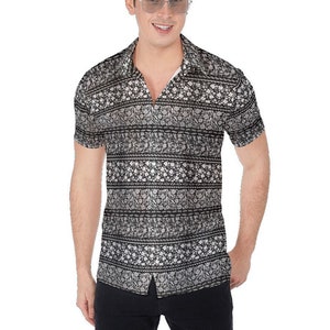 Floral Stripes All-Over Print Men's Shirt