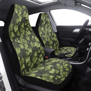 Foliage Print | Leaf Pattern | Universal Car Seat Cover | Floor Mats |Steering Wheel Cover | Windshield Sunshade