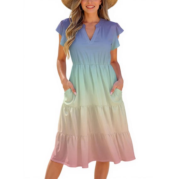 Rainbow Ombre | 3 Beautiful Colors! All-over Print Women's Midi Dress - Etsy