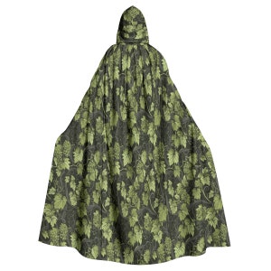 Green Earthy All-Over Print | Cosplay Costume | Vine Plant Mother Nature | Unisex Hooded Cloak