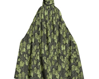 Green Earthy All-Over Print | Cosplay Costume | Vine Plant Mother Nature | Unisex Hooded Cloak