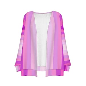 Pink Stripes Pattern | Layers of Pink Stripes All-Over Print | Women's Imitation Knitted Cardigan