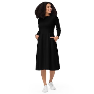 long sleeve black midi dress for funeral Funeral Dresses
