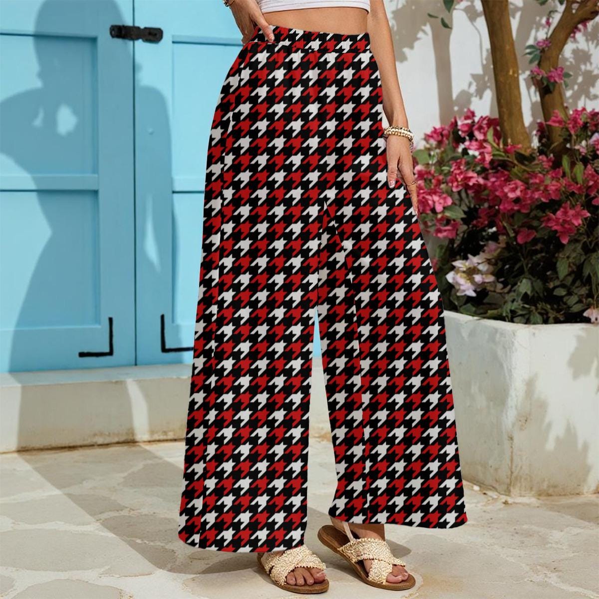 Houndstooth | 5 Pretty Colors! Women's Lightweight Wide-leg Pants