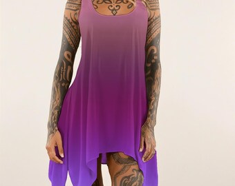 Vestido sin mangas de mujer con estampado rústico degradado morado