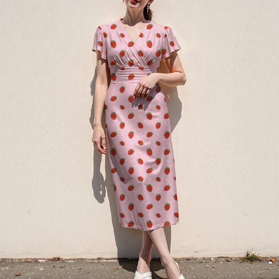 knee length dresses for ladies Juliet Fruit Midi Dress