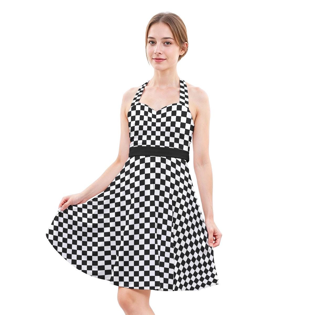 Black and White Halter Dresses - Etsy
