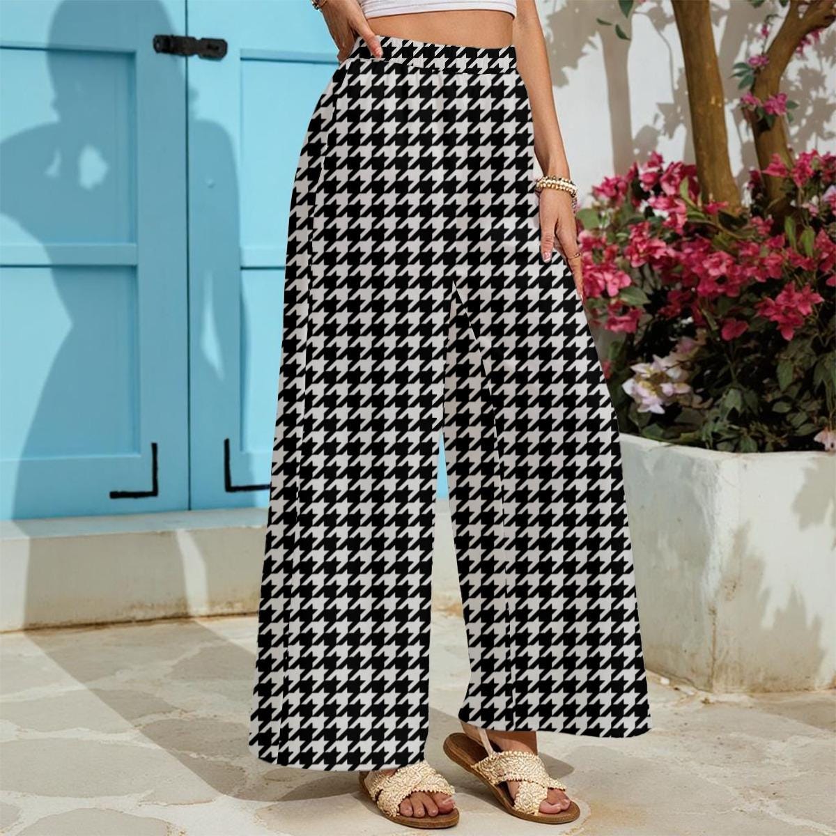 Houndstooth | 5 Pretty Colors! Women's Lightweight Wide-leg Pants