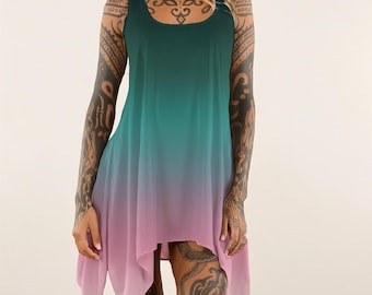 Vestido sin mangas para mujer con efecto degradado rosa y verde