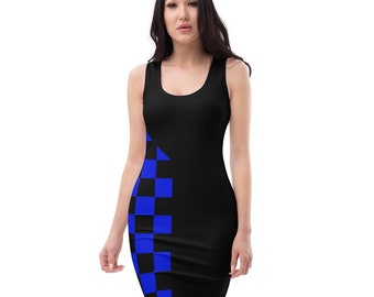 blue checkered bodycon dress Blue Checkered Bodycon Dress Baby Blue Checkered Bodycon Casual Dress,
