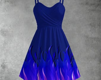 blue fire dress French Courtyard Floral Mini Dress - Blue and White main image 0