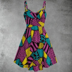 A Patchwork-Sally | Rag-doll Print (6 colors) | Women's Spaghetti Strap Dress