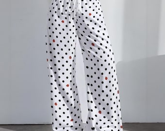Polka-dots & Ladybugs | Women's High-Stretch Casual Pants | 290GSM