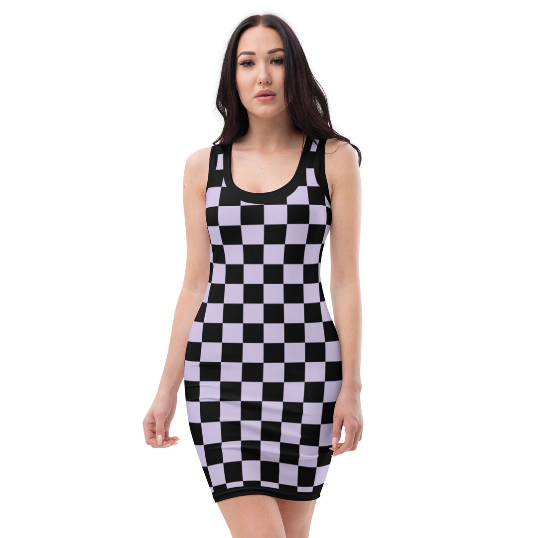 Black And Purple Cow Print Bodycon Dress