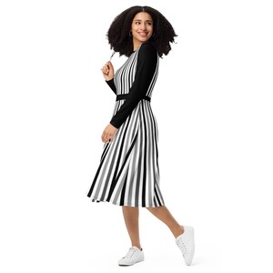 haleys black and white wide horizontal striped dress Contrast Couture Black Stripe Halter Maxi Dress main image 1