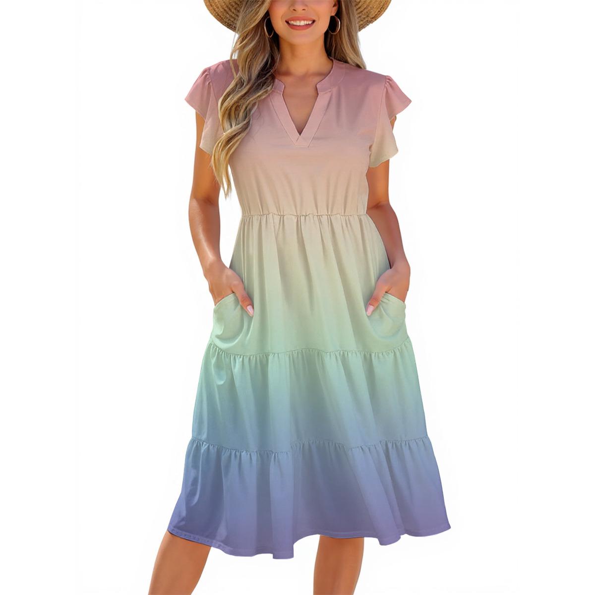 pastel rainbow ombre dress Isolde Pastel Ombre Cotton Dress Olivia Rubin