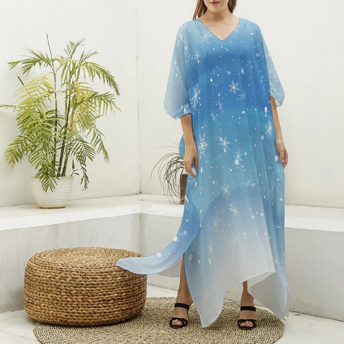 Blue Snowflake Dress Woman - Etsy