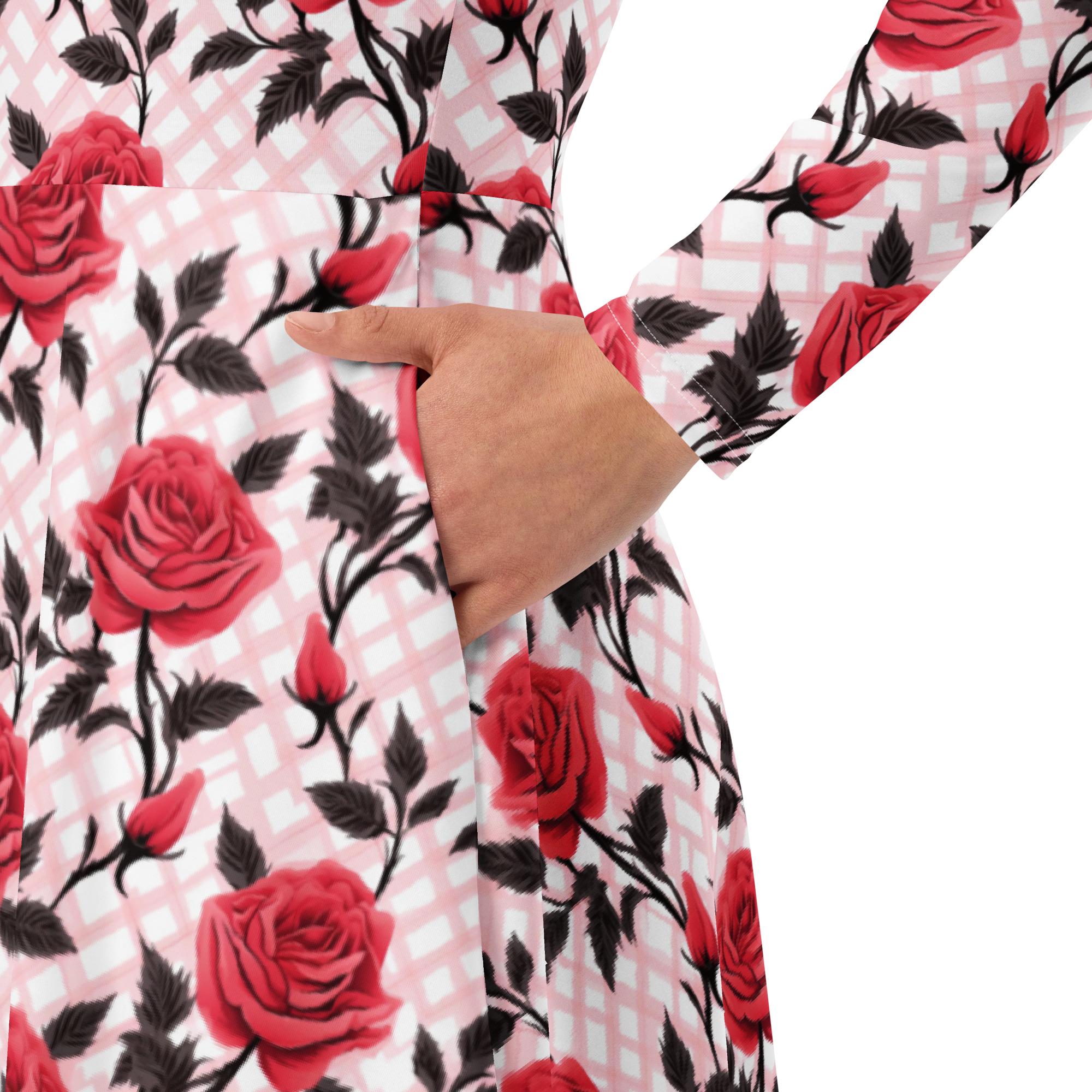 Red Roses Over Pink | Floral Print | All-over Print Long Sleeve Midi Dress (up to 6X) - Etsy Red Roses Over Pink | Floral Print | All-over Print Long Sleeve Midi Dress (up to 6X) - Etsy
