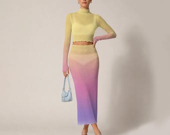 Love in Naboo | Women's High Neck Skirt Set With Thumb Hole