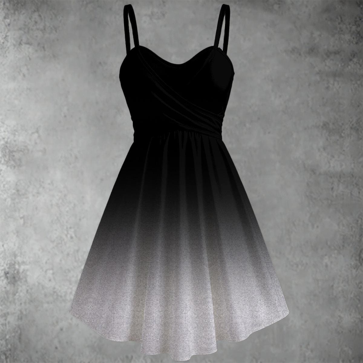 ombre black and white dress Long Sleeve Midi Ombre Gathered Panel Lyrical Dress