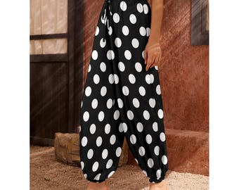 Polka Dot Pants by ZARA High Waisted Pants Black and off