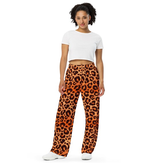 Brilliantly Vivid Orange Leopard Print Animal Cheetah Pattern Unisex Wide-leg  Pants 